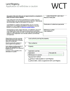 UK Land Registry Caution Withdrawal Form