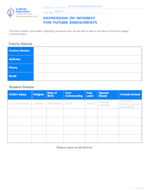 School Enrollment Expression of Interest