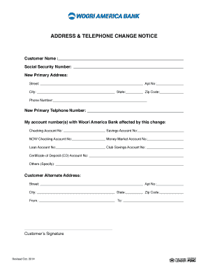 Address and Telephone Change Notice