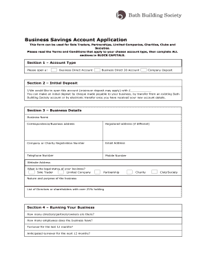 Business Savings Account Application