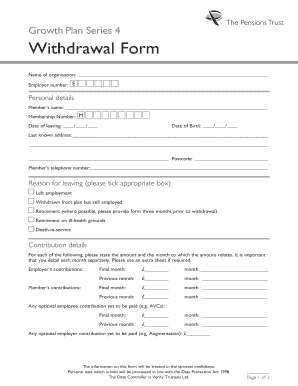 Growth Plan Series 4 Withdrawal Form
