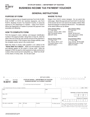 Hawaii Business Income Tax Payment Voucher