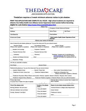 Job Shadow Application Form
