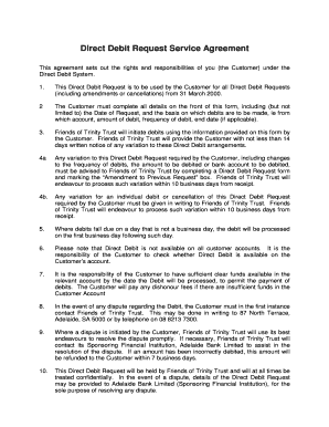 Direct Debit Request Service Agreement