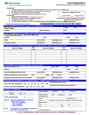 Girl Scouts Event Registration Form