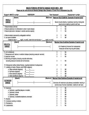 IMACS Myositis Damage Index Form