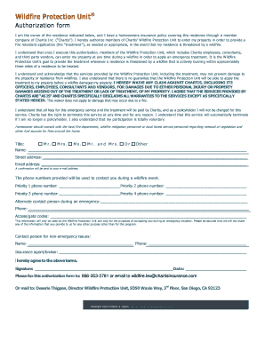 Wildfire Protection Authorization Form