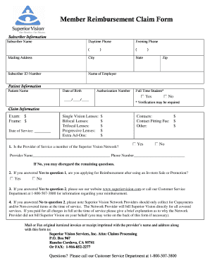 Member Reimbursement Claim Form