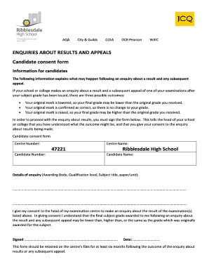 Candidate Consent Form for Examination Result Enquiry