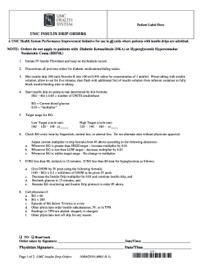 UMC Insulin Drip Orders