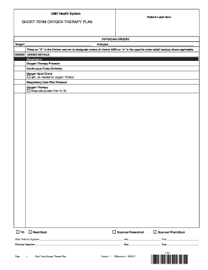 Short Term Oxygen Therapy Plan