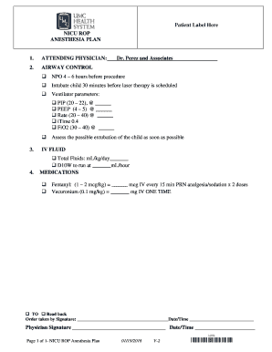 NICU ROP Anesthesia Plan