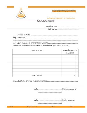 Receipt for Payment from SUT