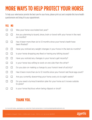 Horse Health Questionnaire and Rebate Form