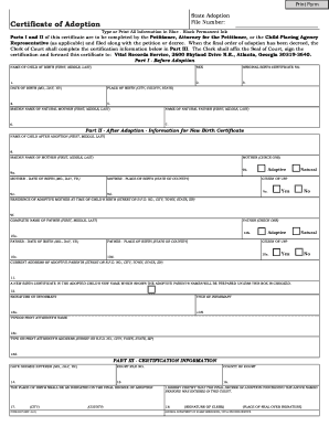 Georgia Adoption Certificate