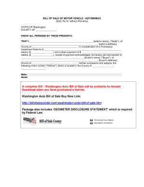 Washington Motor Vehicle Bill of Sale