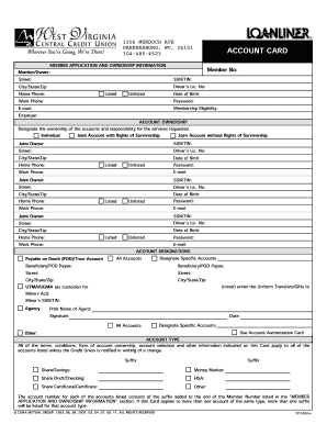 Credit Union Account Application