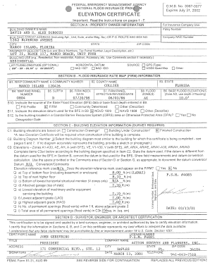 Federal Emergency Management Agency Elevation Certificate