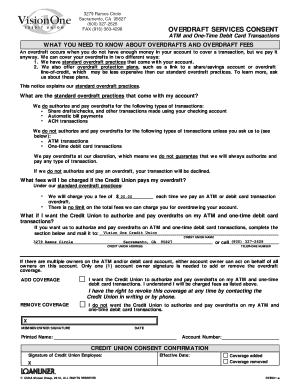 Overdraft Services Consent Form