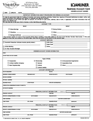 Business Account Card Application