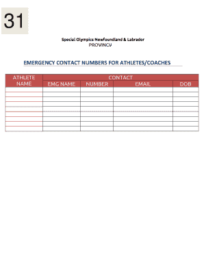 Special Olympics Emergency Contact Form