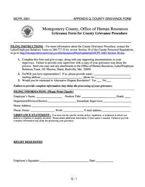 Montgomery County Grievance Form