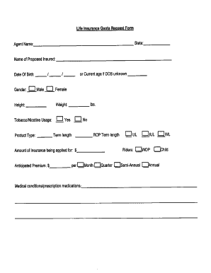 Life Insurance Quote Request Form