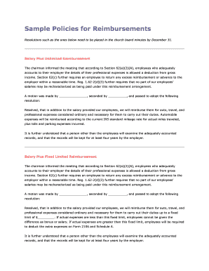 Church Employee Reimbursement Policy Resolution