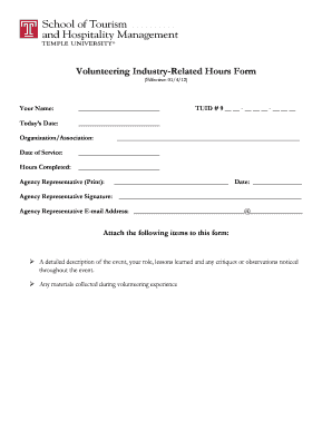 Volunteering Industry-Related Hours Form