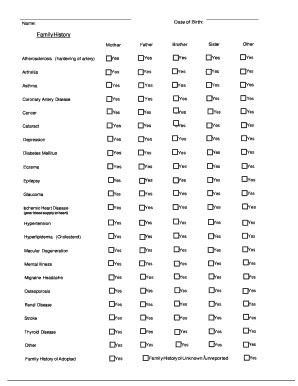 Medical Family History Form