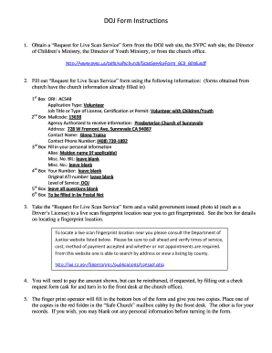 Request for Live Scan Service Form