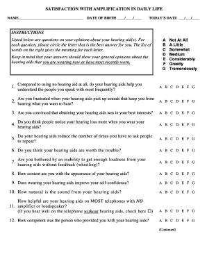 Hearing Aid Satisfaction Survey