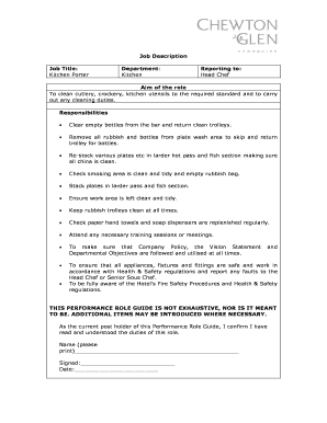 Kitchen Porter Job Description