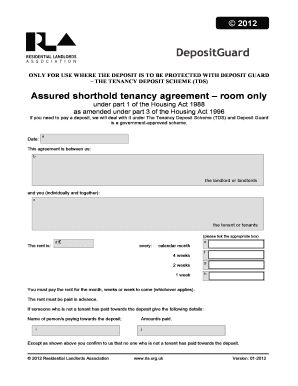 UK Room Rental Agreement