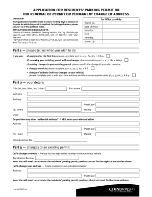 Residents' Parking Permit Application