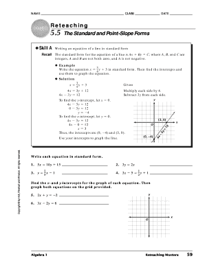 Algebra 1 Reteaching Worksheet