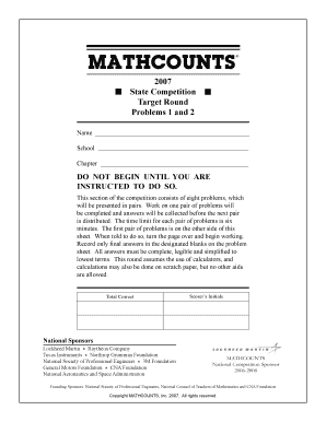 MATHCOUNTS State Competition Target Round