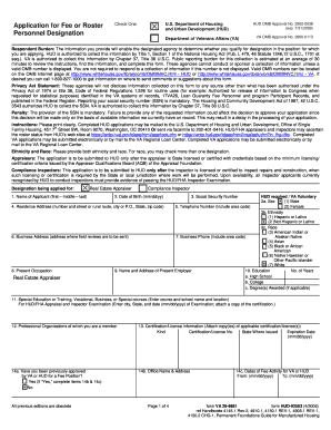 HUD VA Fee or Roster Check Application
