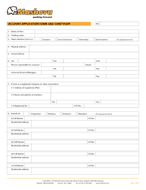 Account Application Form and Suretyship