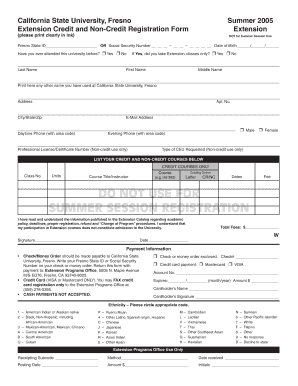 California State University Extension Registration Form