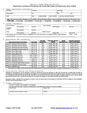 UC Davis Sports Camp Registration Form