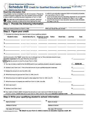 Illinois Schedule ED Credit for Qualified Education Expenses