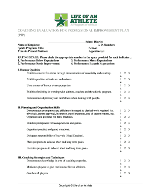 Coaching Evaluation for Professional Improvement Plan