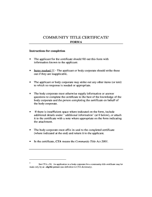 Community Title Certificate Form 6
