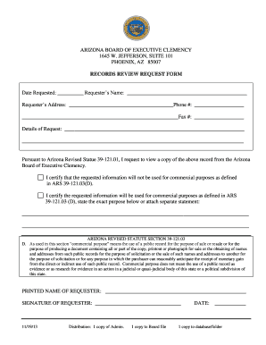Arizona Records Review Request Form
