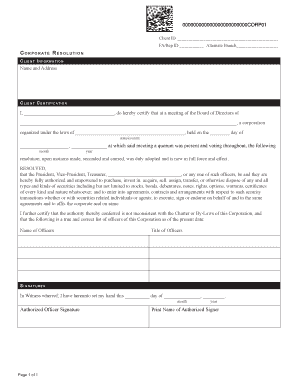 Corporate Resolution Form