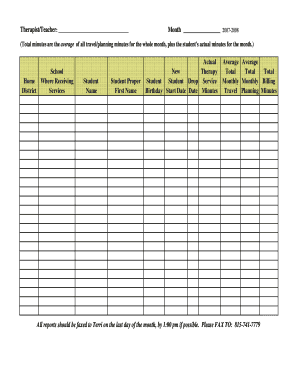 Monthly Therapy Billing Report