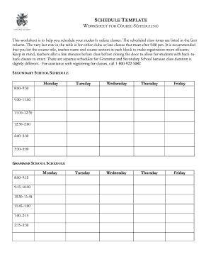 Course Scheduling Worksheet