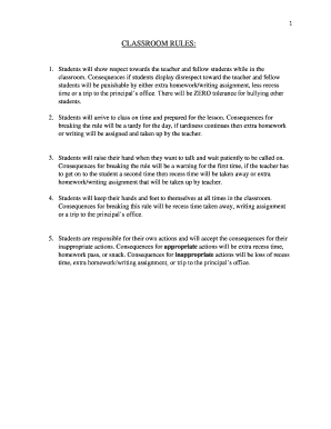 Classroom Rules Contract