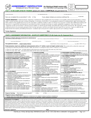 Assessment Verification for Working at Height